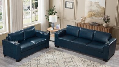 Our Honest Take: Modern Navy Blue Leather Sofa Set with Storage