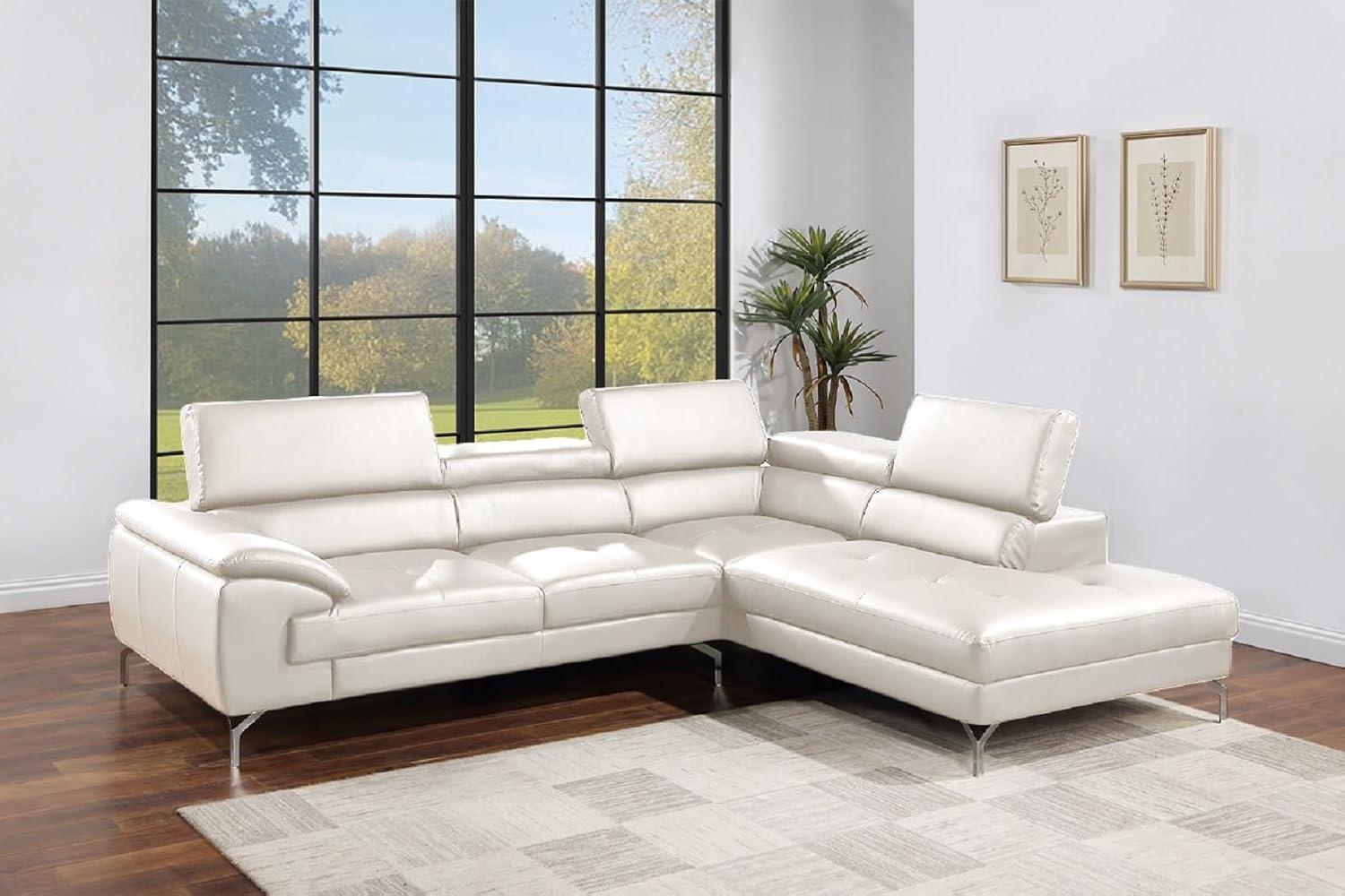 Our Take on the Sleek White Faux Leather 2-Piece Sectional Set