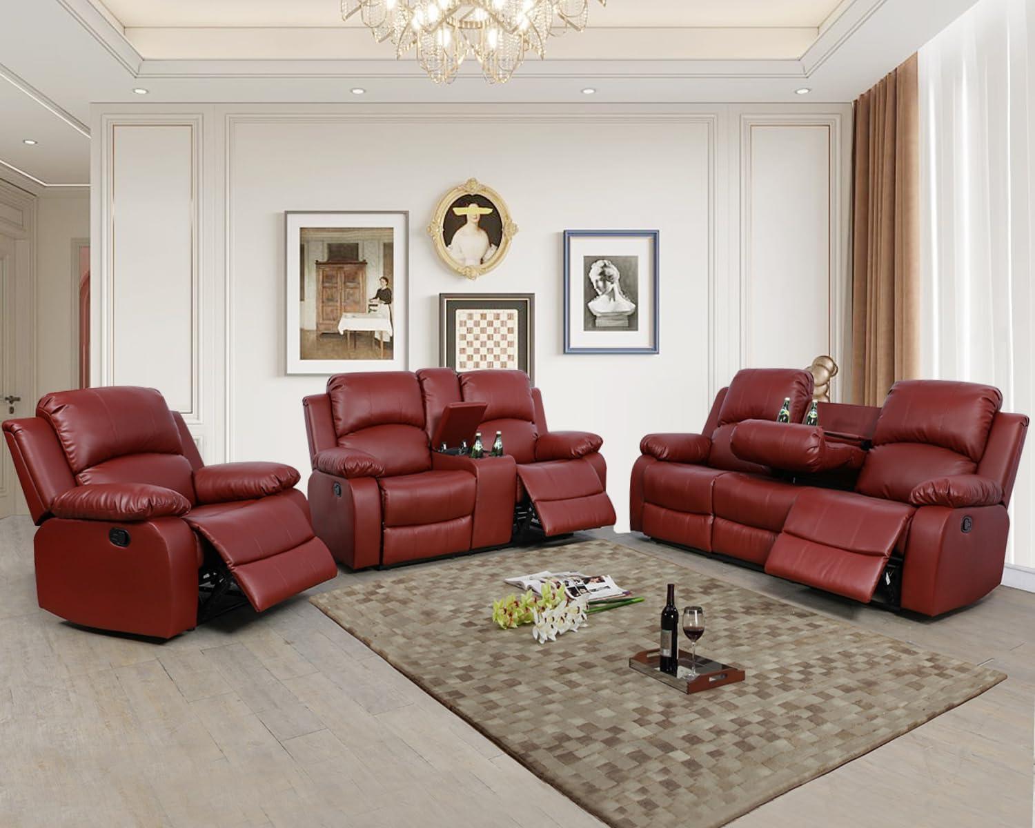 Our Honest Take on the Red Leather Recliner Sofa Set with Storage