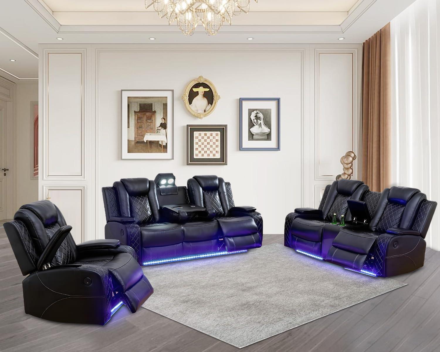 Our Honest Take on the Power Leather Recliner Sofa Set with LEDs