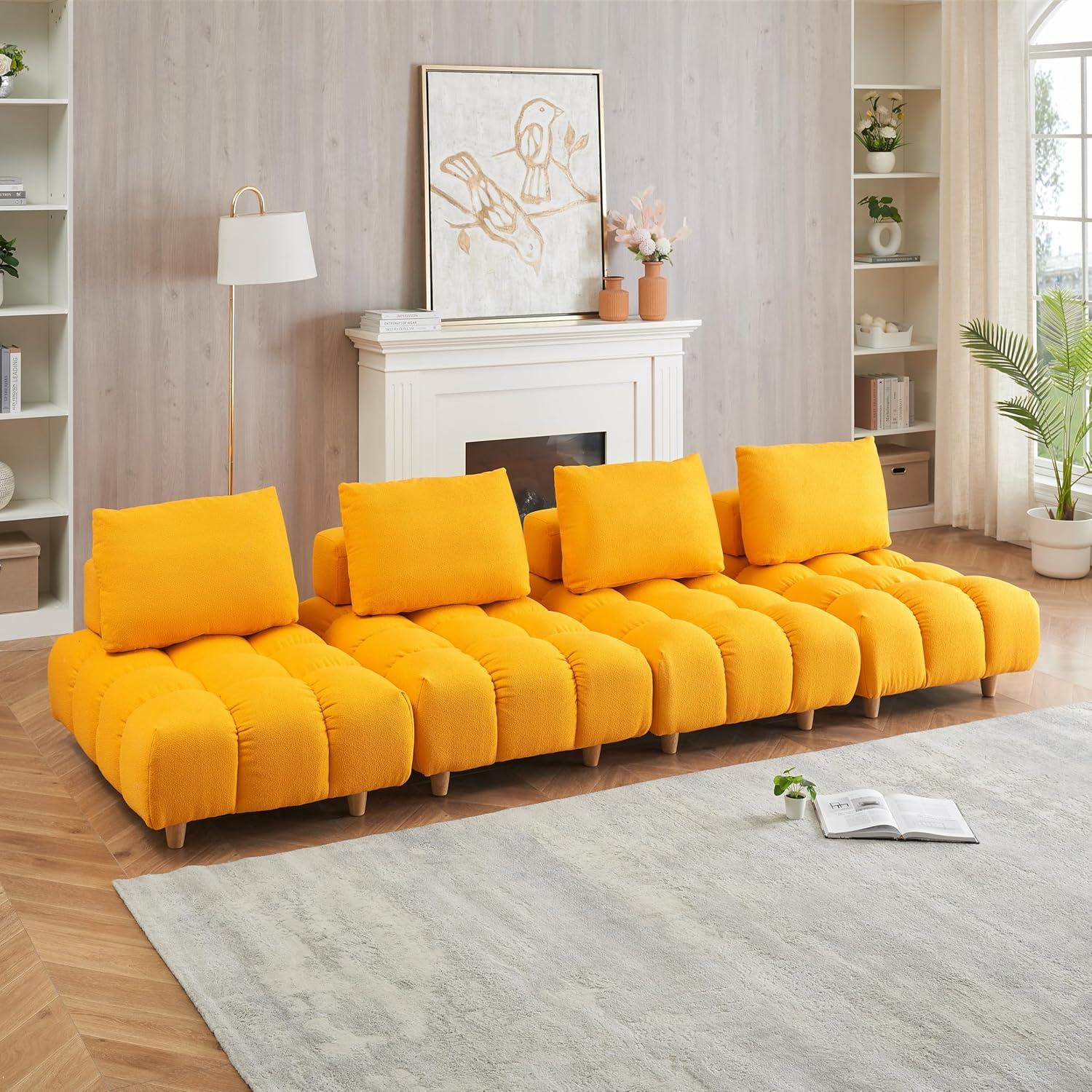 Why We Love Our 120-Inch Yellow Teddy Sofa for Any Space