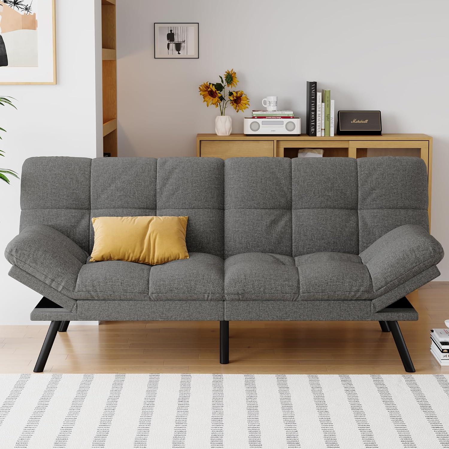 Our Take on the AMICLIBER Grey Linen Futon Sofa Bed: Space & Style