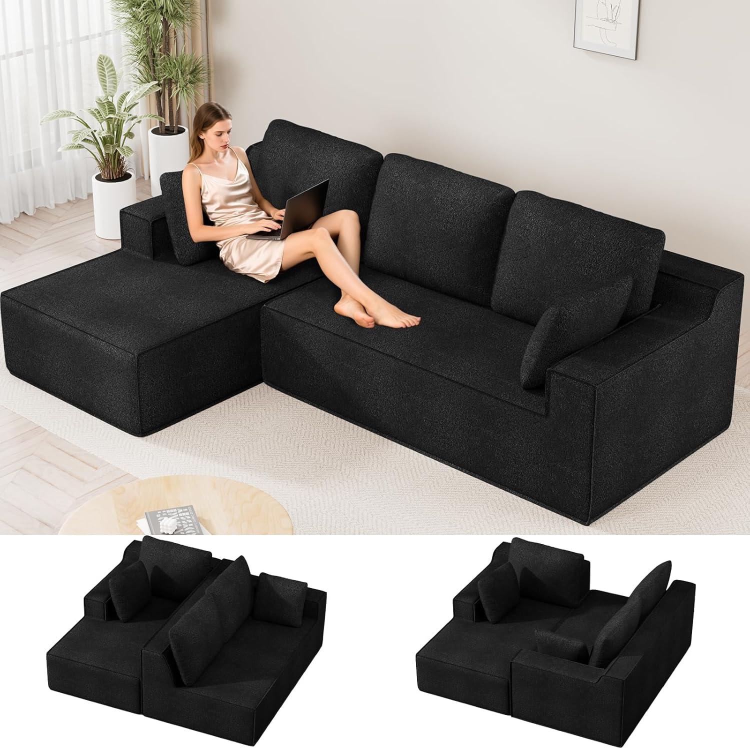 Our Take on the 104″ Black Cloud Modular Velvet Sectional Sofa
