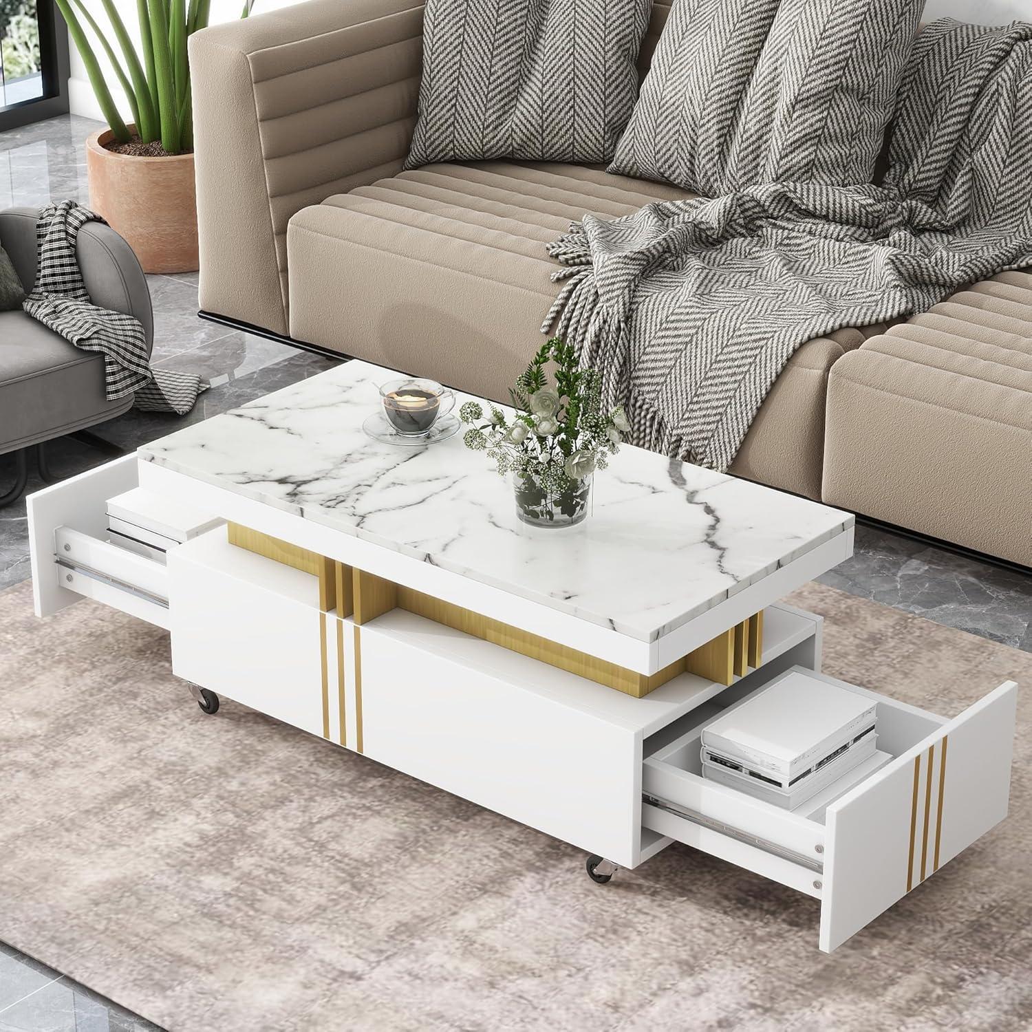 Polibi Coffee Table Review: Stylish Storage Meets Easy Mobility