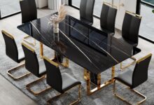 Gathering in Style: A Sleek 8-Person Faux Marble Dining Set Review