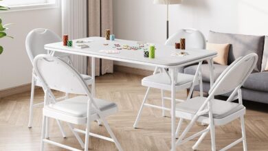 IDEALHOUSE Folding Table & Chairs: Style Meets Compact Use