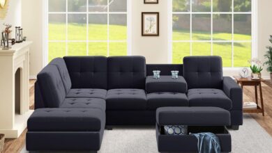 Velvet L-Shaped Sectional Sofa with Storage and Cup Holders