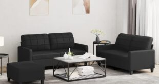 Spacious & Stylish: Exploring the Modern Black Sofa Set Seating Four