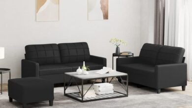 Spacious & Stylish: Exploring the Modern Black Sofa Set Seating Four