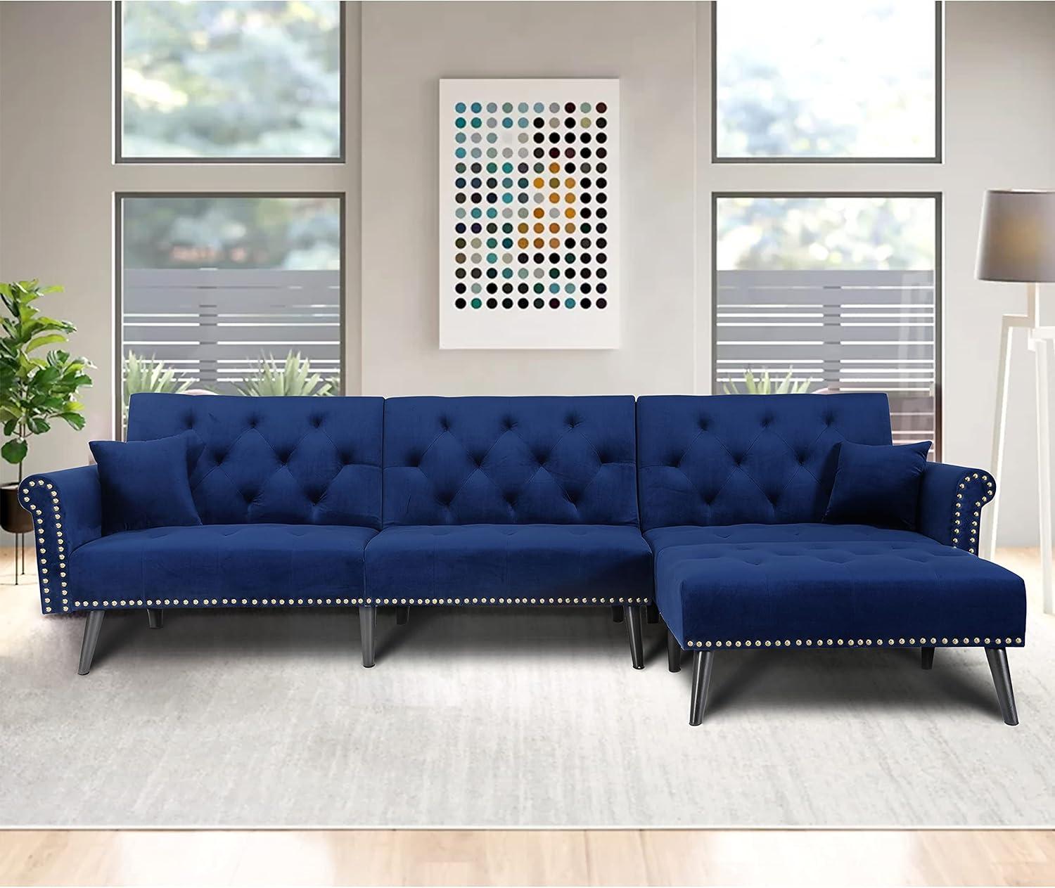 Spacious Style Meets Comfort: Exploring the Blue Velvet Sectional Sofa Bed
