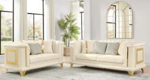 Velvet Sofa Set with Gold Trim: A Stylish Living Room Upgrade