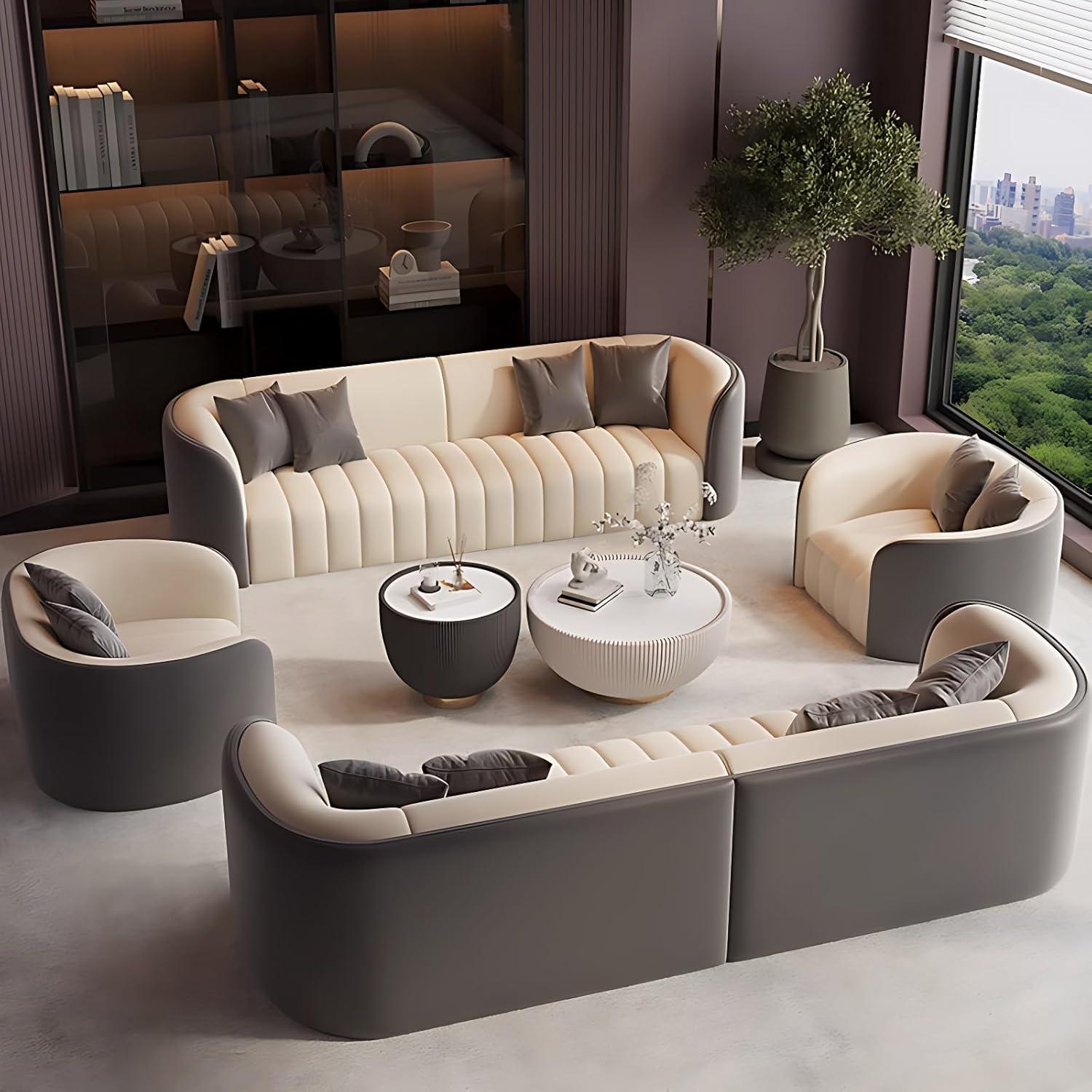Discovering Comfort and Style with a Modern Curved Leather Sectional Set