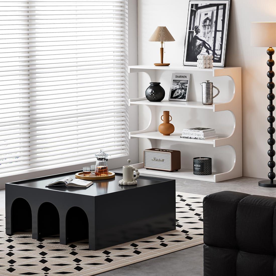 Multifunctional 4-Tier Shelf & coffee Table: Stylish Space-Saver
