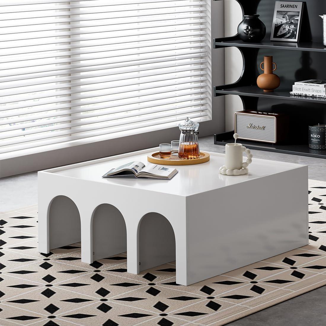 Multifunctional 4-Tier Shelf & coffee Table: Stylish Space-Saver