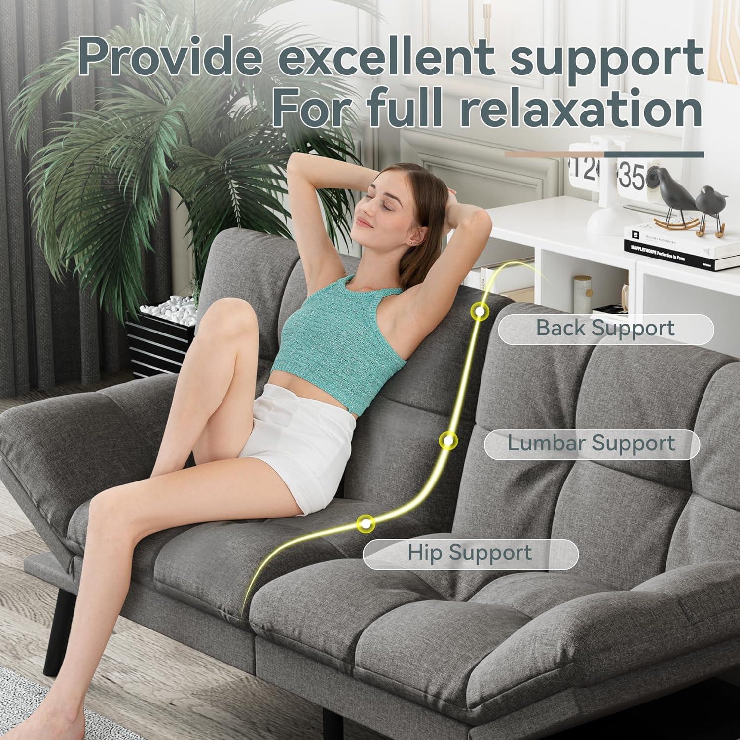 Our Take on the AMICLIBER grey Linen Futon Sofa bed: Space & Style