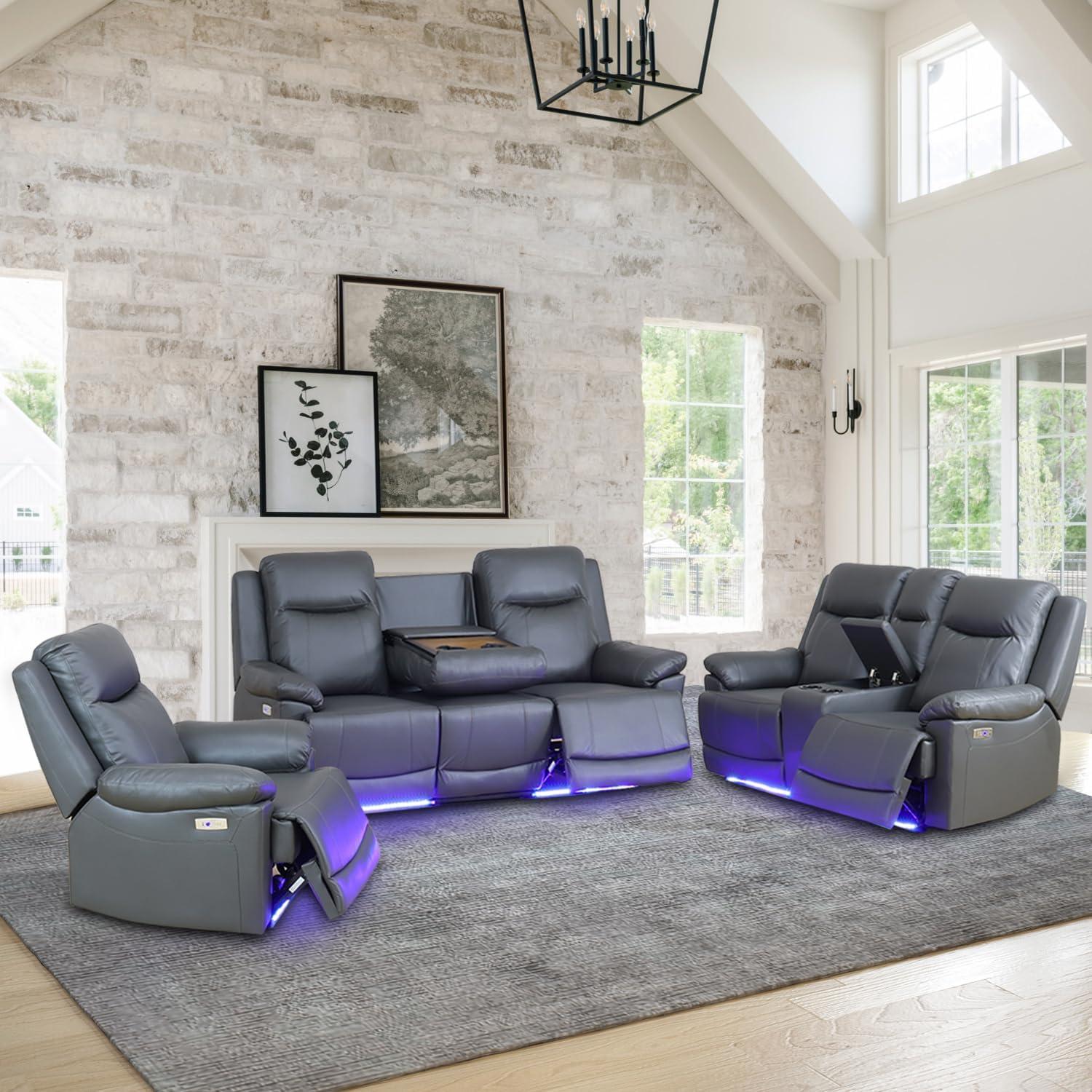 Our Take on the Power Leather Recliner Sofa Set with LED & USB Ports