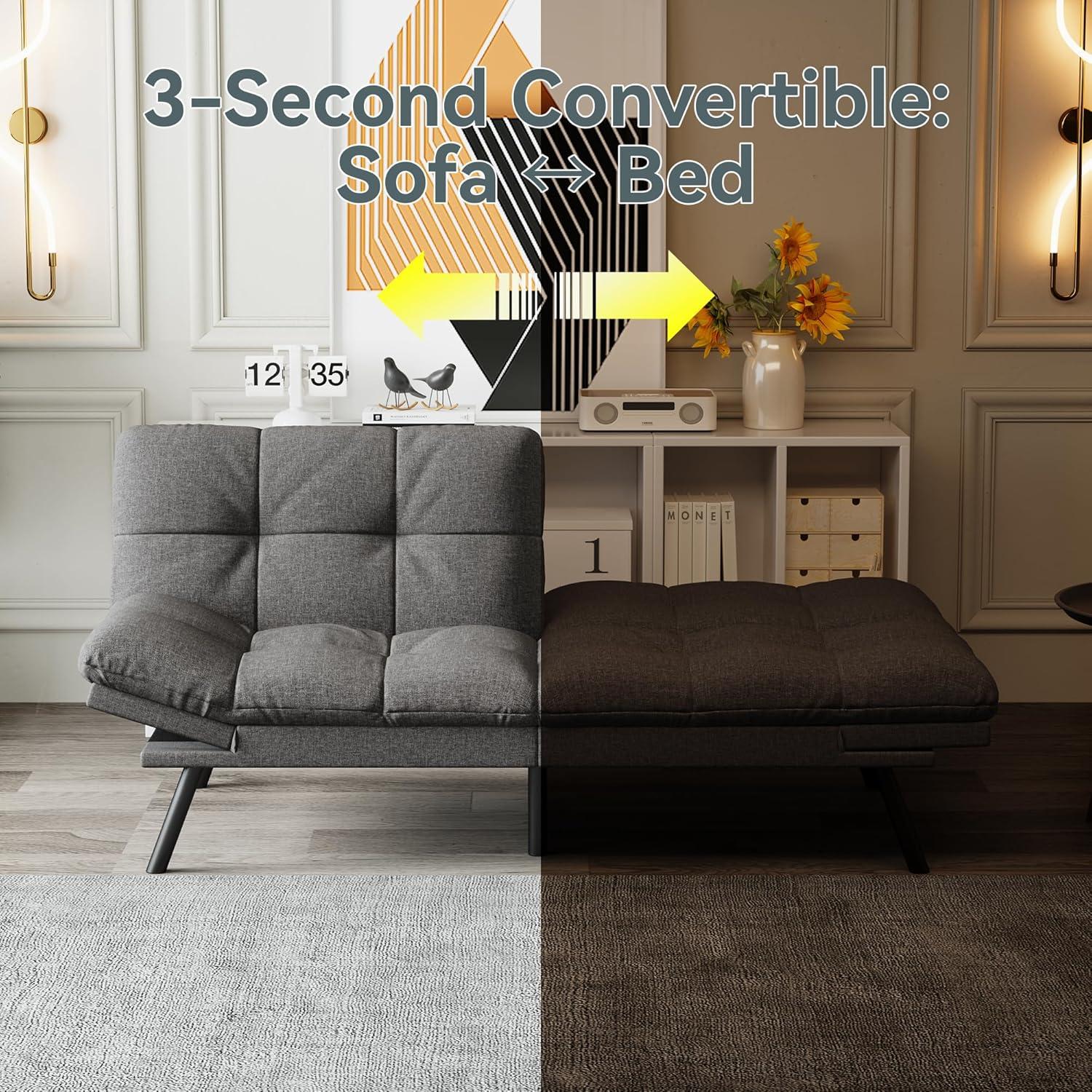 Our Take on the AMICLIBER Grey Linen Futon Sofa Bed: Space & Style