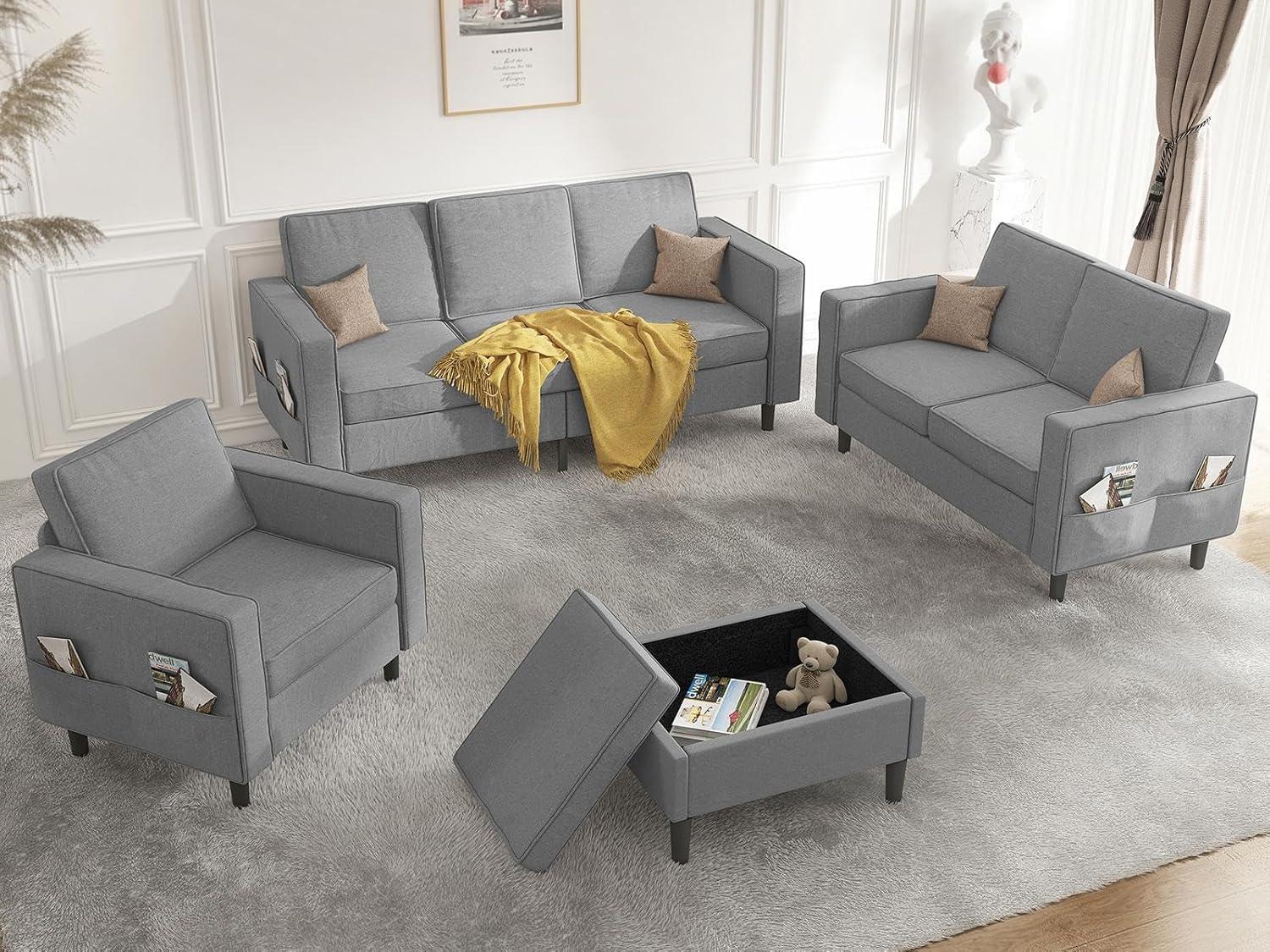 Exploring Comfort and Style with Mjkone's 4-Piece Sectional Sofa Set