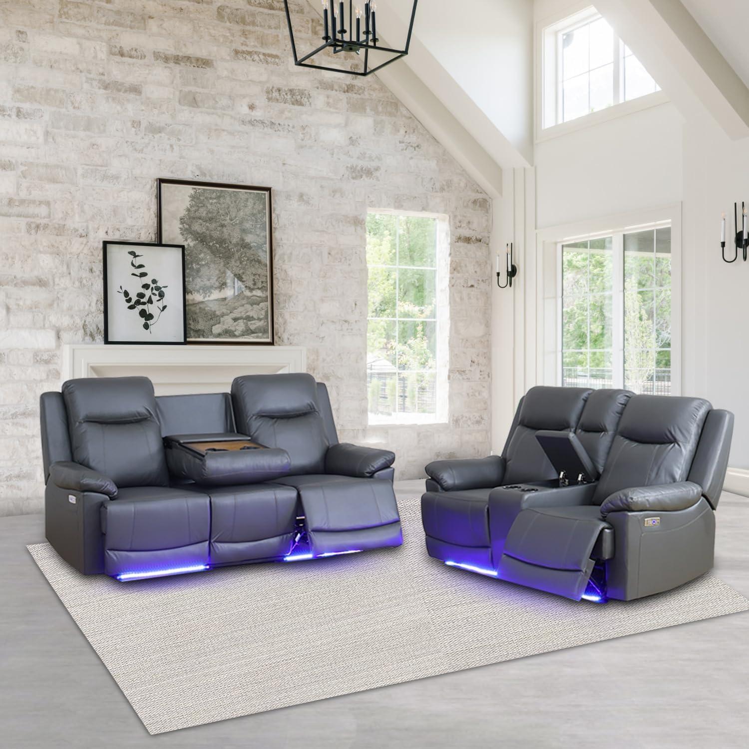 Our Take on the Power Leather Recliner Sofa Set with LED & USB ports