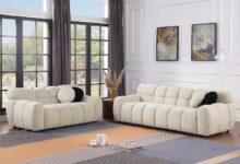 A Stylish Cozy Marshmallow Boucle Sofa Set For Small Spaces