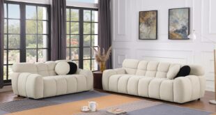 A Stylish Cozy Marshmallow Boucle Sofa Set For Small Spaces