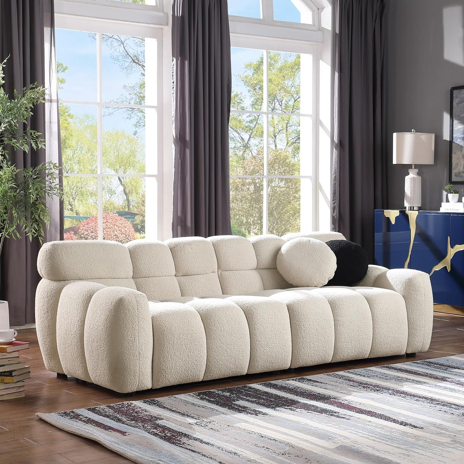 A Stylish & Cozy Marshmallow Boucle Sofa Set for Small Spaces
