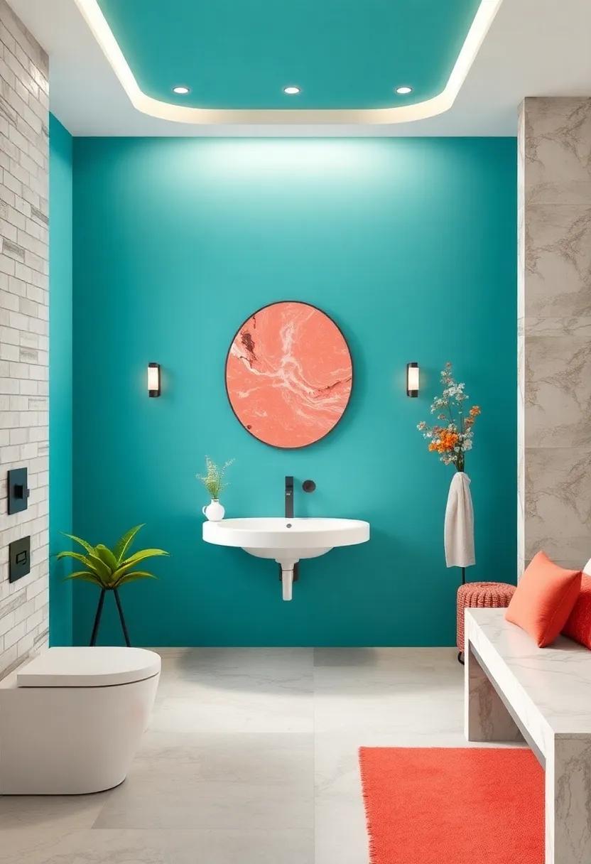 Turquoise and Bright Coral Accents: energetic and lively, this pairing injects fun into your daily routine while feeling refreshing