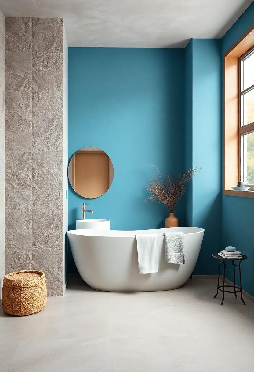 Aqua Blue and Sand Tones: Mimicking a beach vibe, this combo evokes calmness and warmth, ideal for a coastal-inspired bathroom