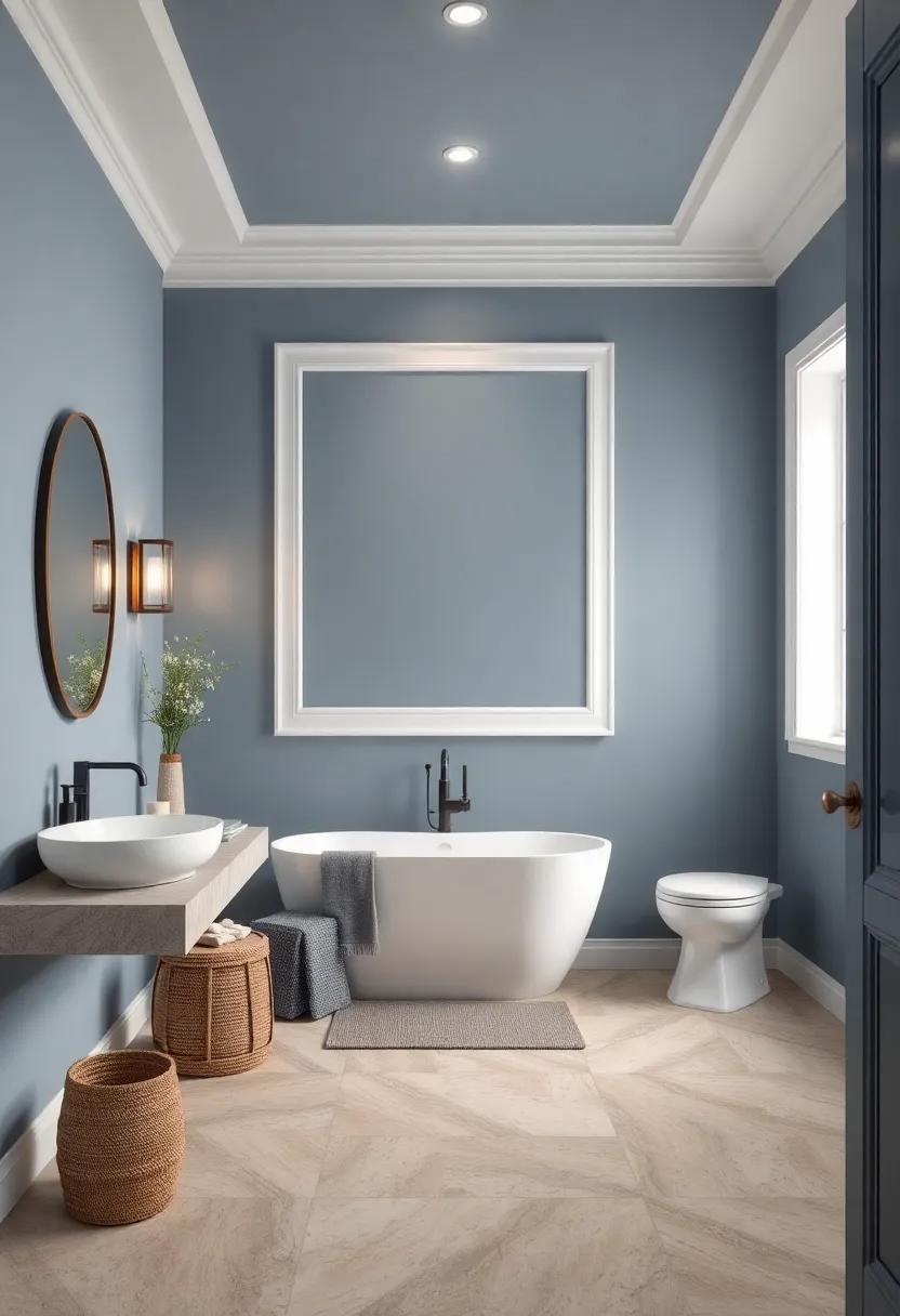 Blue-Gray and Crisp White Trim: A subtle and sophisticated shade that enhances the space without overwhelming it