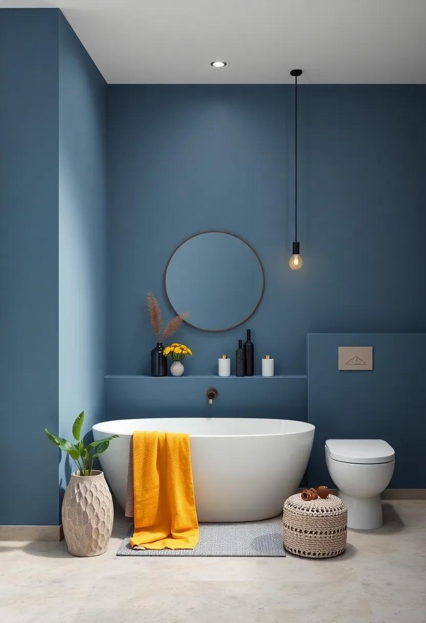 Steel Blue and Pale yellow Accents: This unexpected color pop adds warmth and character to a classic blue scheme