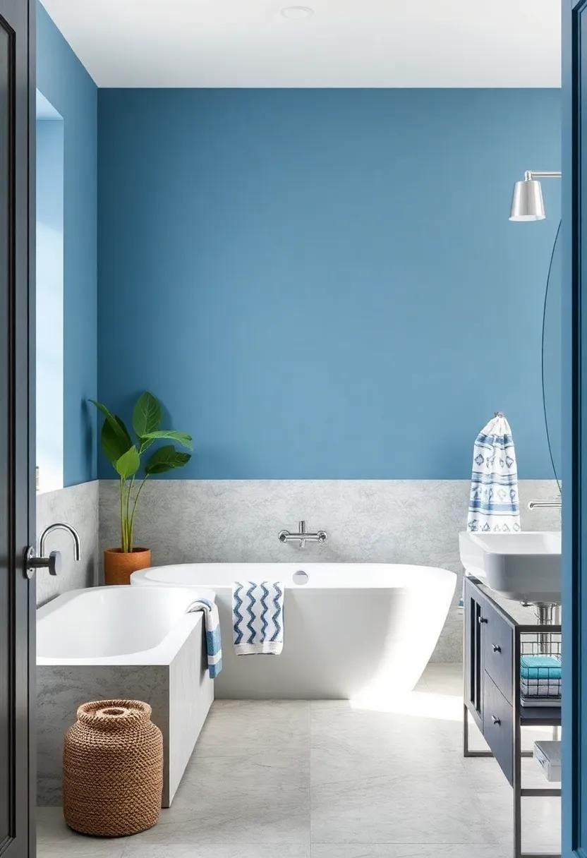 Icy Blue and Silver Hardware: Cool icy tones combined with sleek silver finishes create a clean and modern aesthetic