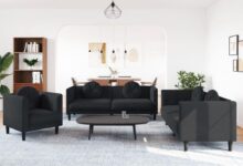 Black Velvet Sofa Set Modern Comfort Meets Stylish Versatility