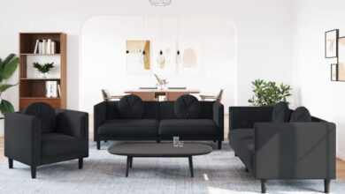Black Velvet Sofa Set Modern Comfort Meets Stylish Versatility