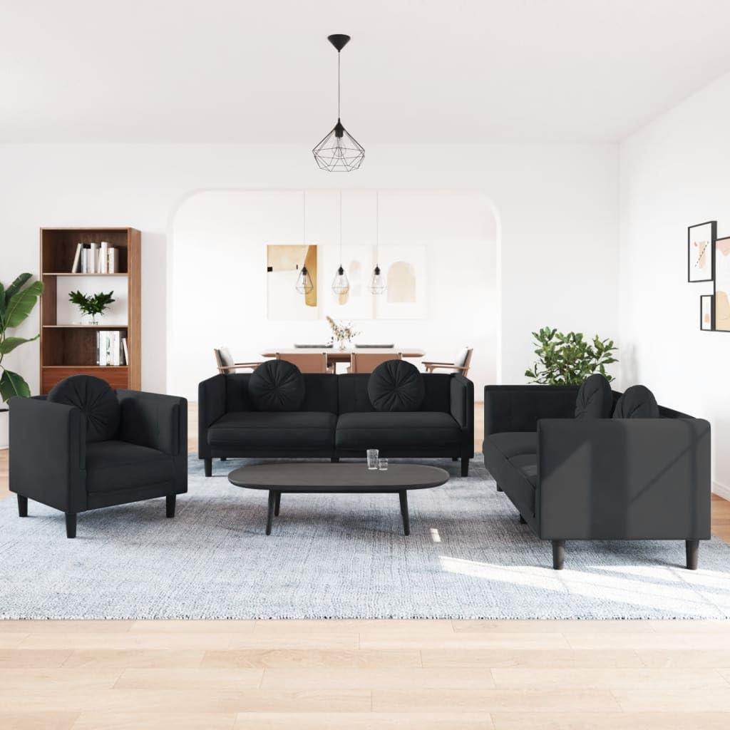 Black Velvet Sofa Set Modern Comfort Meets Stylish Versatility
