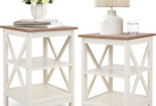 Bringing Farmhouse Charm With Phi Villa Ivory White End Tables