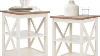 Bringing Farmhouse Charm With Phi Villa Ivory White End Tables