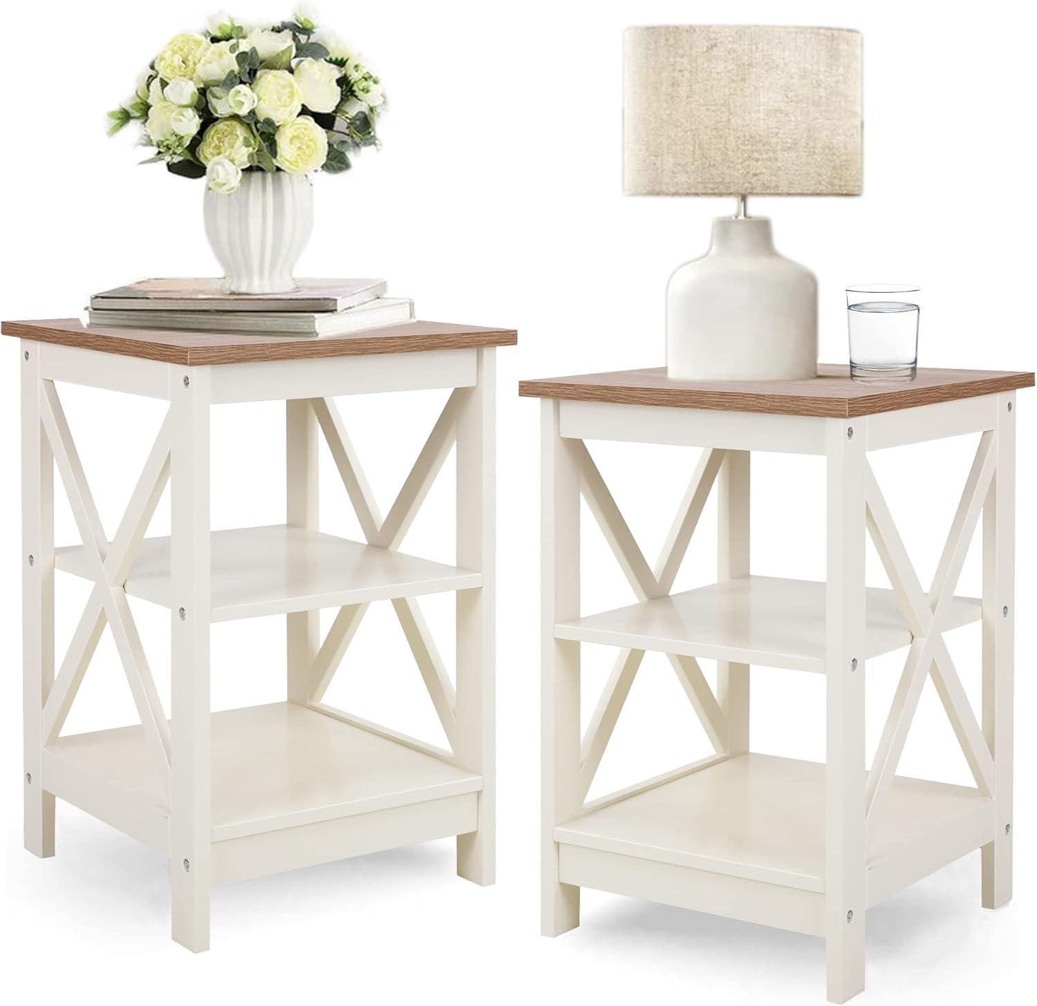 Bringing Farmhouse Charm With Phi Villa Ivory White End Tables