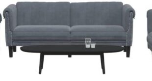 Cozy Comfort And Style In A Dark Gray Velvet Sofa Set