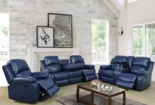 Discover Comfort And Style With A Blue Leather Recliner Set