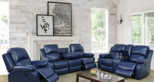 Discover Comfort And Style With A Blue Leather Recliner Set