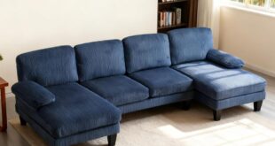 Discover Comfort and Style with the Karl Home Navy Blue U-Shaped Sofa