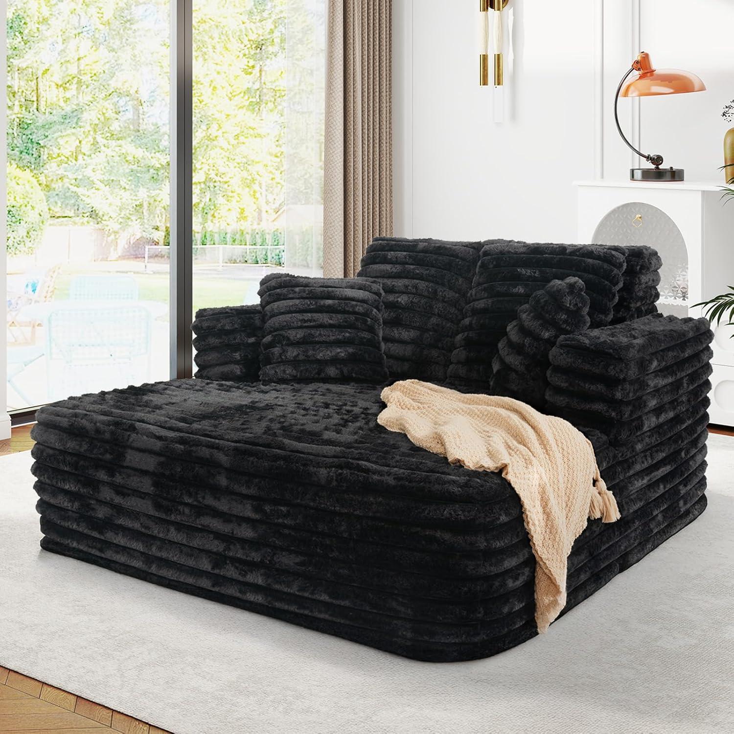 Discover Ultimate Comfort With The Oversized Plush Faux Fur Chaise