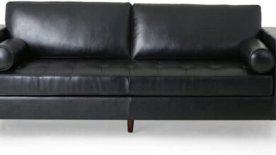 Discovering Comfort And Style In A Black Leather Square Arm Sofa