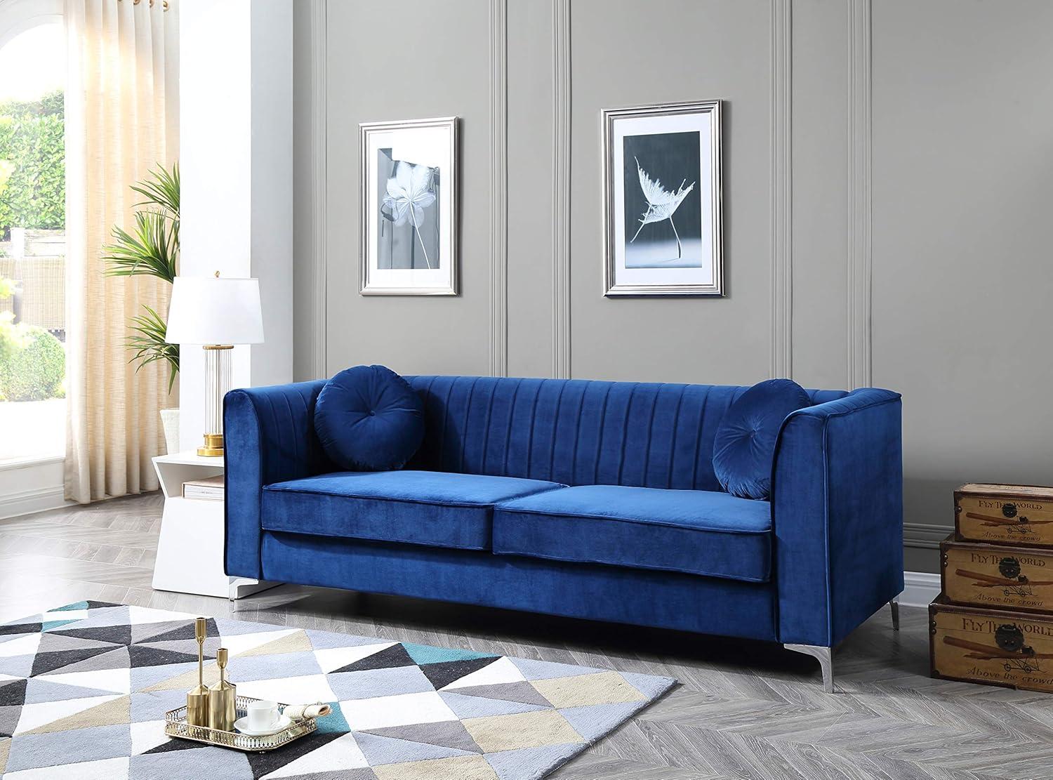 Discovering Comfort And Style In A Navy Blue 2pcs Sofa Set