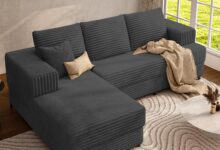 Discovering Comfort And Style With A Modular Gray Corduroy Sofa
