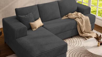 Discovering Comfort And Style With A Modular Gray Corduroy Sofa