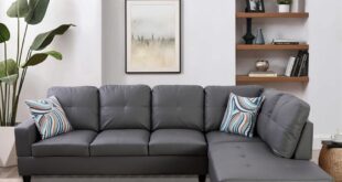 Discovering Comfort And Style With The Dark Grey Faux Leather Sectional Sofa