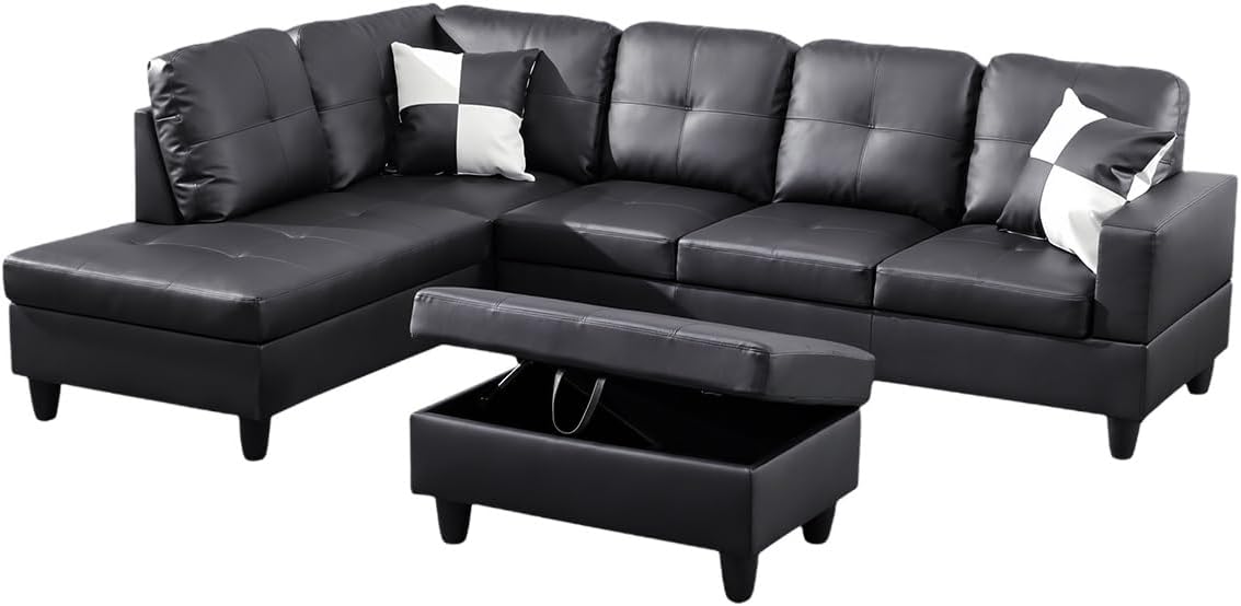 Spacious Modern L-Shaped Sectional Sofa with Ottoman Comfort