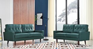 Elevate Living Spaces With Sleek Blue Green Faux Leather Sofas