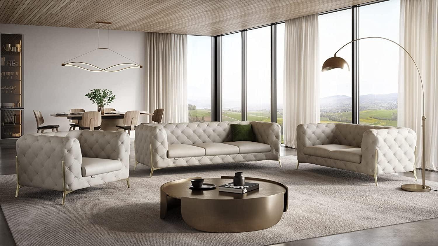 Elevate Living Spaces With The Modena Italian Leather Sofa Set